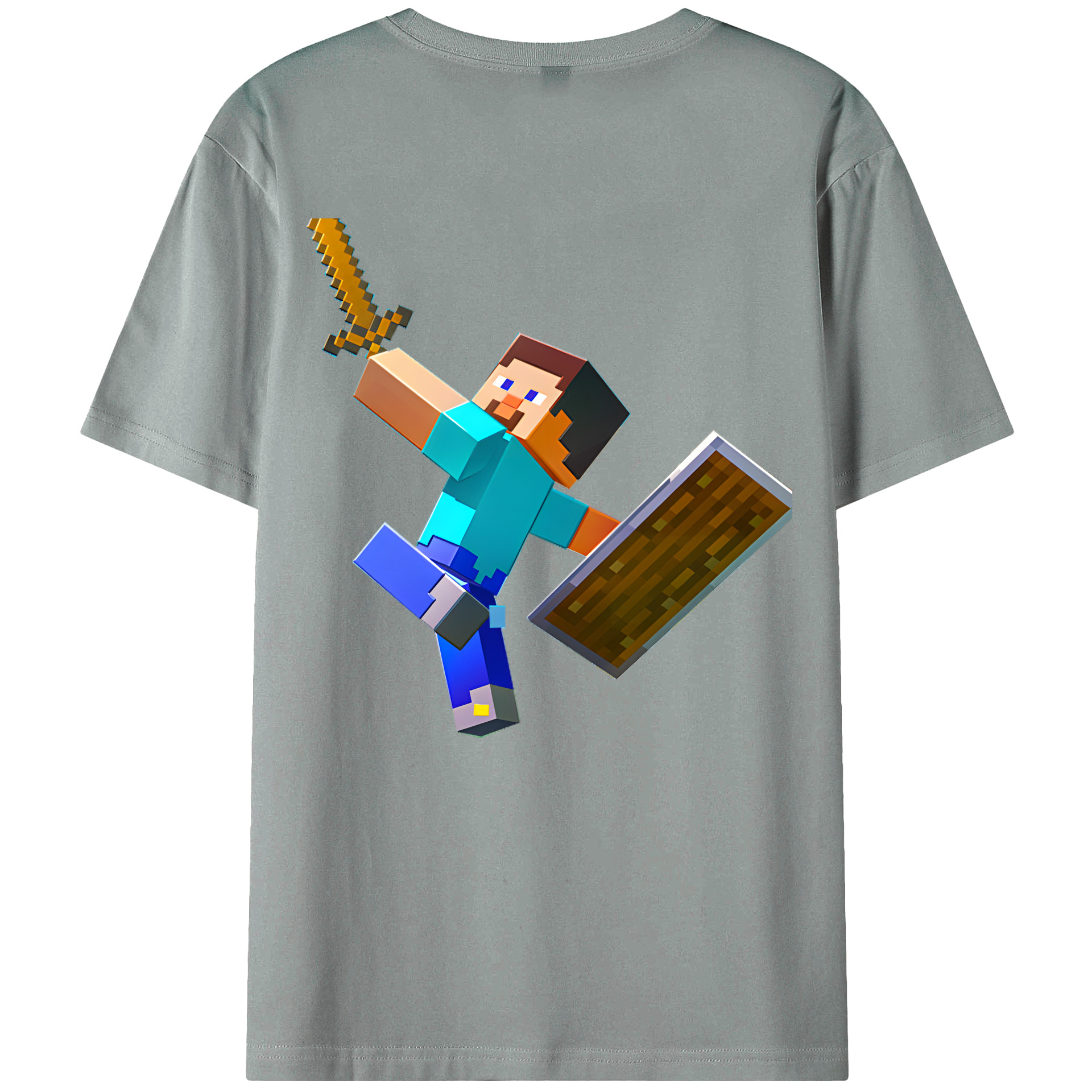 （画像用） マインクラフト ブロックの世界 Minecraft MC Block world 綿100％ メンズ半袖Tシャツ（バックプリント） 通気性